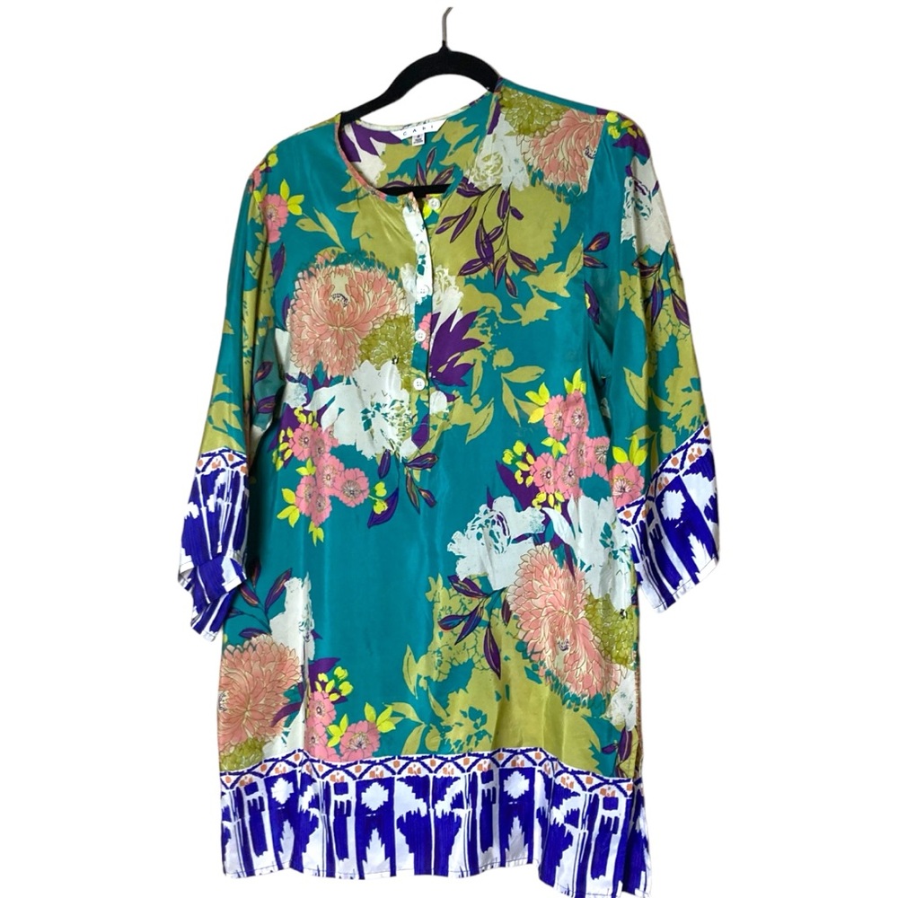 Cabi Poetry Silk Blouse Floral Size Small